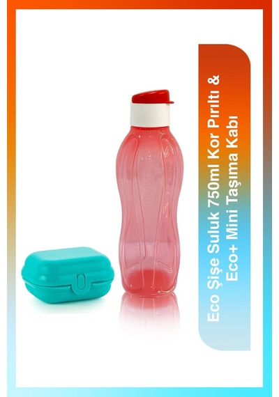 Eco Şişe Suluk Ve Matara 750ml Kor Pırıltı & Eco Mini Yemek Taşıma Kabı Kırmızı