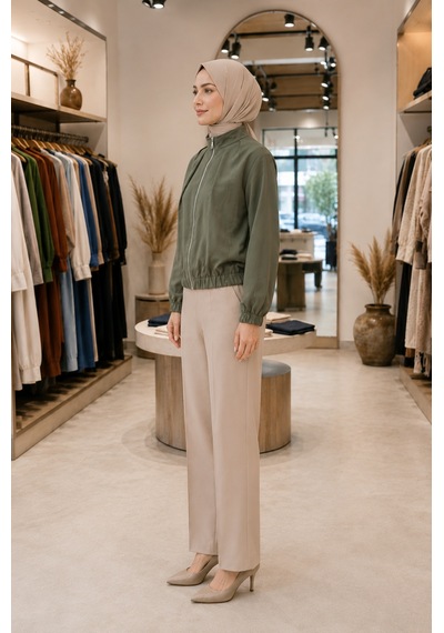 Sevitli Bomber Ceket-haki-5936