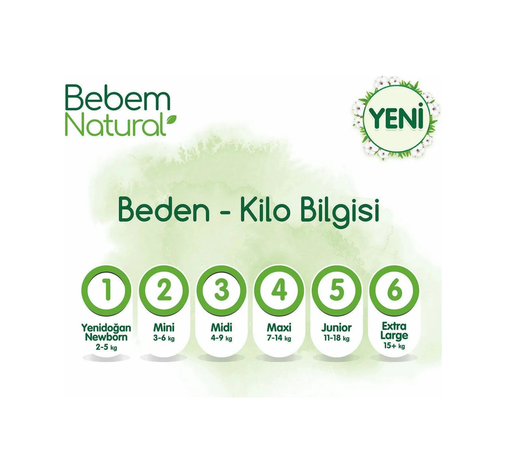 Bebem Bebek Bezi Natural Beden:6 15+kg Extra Large 384 Adet 6 Numara