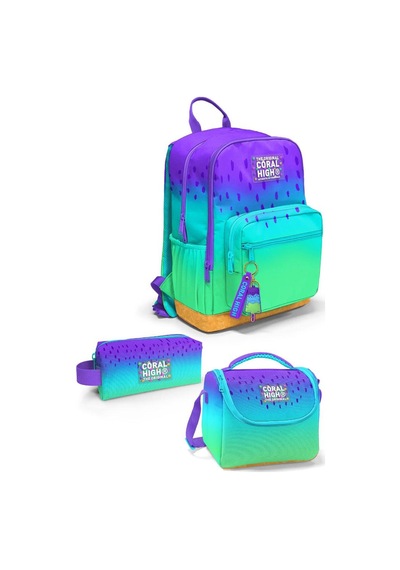 Coral High Mor Lila Renk Geçişli 3 Lü Okul Çanta Seti Set0123637 Çok Renkli