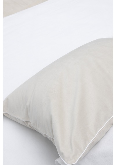 Koza Home Linda Krem Kadife Çift Kişilik Nevresim Takımı 200x220 4 Yastıklı Krem
