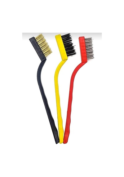 Vıvaluxe 3 Lü Tel Fırça Seti 18 Cm, Pirinç, Çelik Ve Naylon Fırça, Pas, Kir Ve Boya Temizleme İçin Profesyonel Set