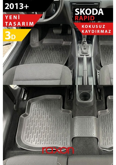 Skoda Rapid 2013+ 3d Havuzlu Paspas Tam Uyumlu Su Geçirmez, Kaymaz