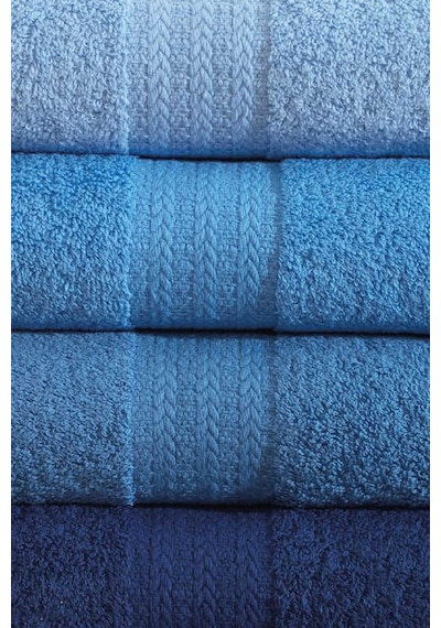 Elart Rainbow Havlu Seti Pamuklu 4 Adet 50x90 Cm Mavi Mavi