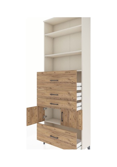 Arges Dolap 4 Raflı 4 Çekmeceli 2 Kapaklı 88x30x243 Aytaşı-çam Aytaşı