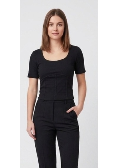Kadın Basic Slim Fit Tişört , Modern Ve Rahat Günlük Stil SIYAH Kadın Basic Slim Fit Tişört , Modern Ve Rahat Günlük Stil SIYAH