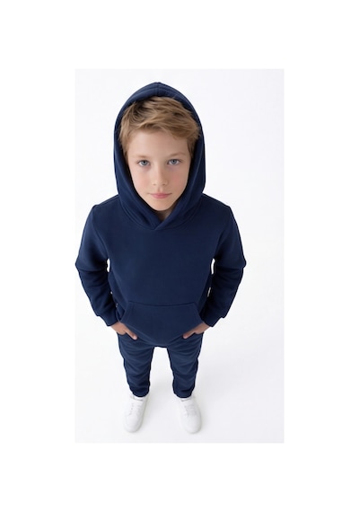 Esila Kids Çocuk Eşofman Takımı Kapüşonlu 3 İp 5-10 Yaş Lacivert