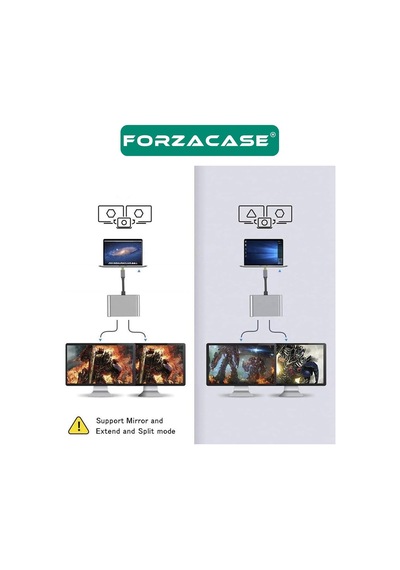 Type-c To Çift Hdmı 4k Ultra Hd Çevirici Adaptör Çift Ekran Dönüştürücü - Fc485