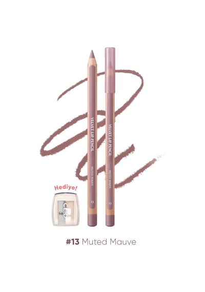Kremsi Formüle Sahip Dudak Kalemi Ve Kalemtıraş Seti Clıo Velvet Lip Pencil Set 13 Muted Mauve