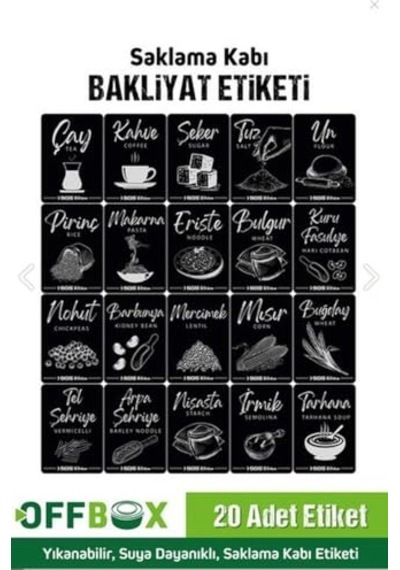 Offbox 6 Lı 12 Parça 1,2 Litre Kare Erzak Saklama Kutusu Takımı 20 Etiketli Baharatlık Diğer