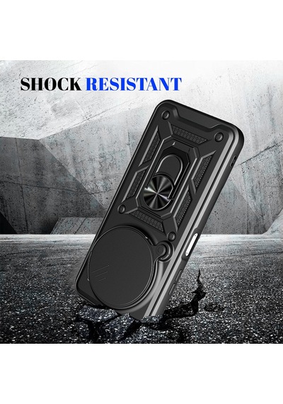 Caseonn Huawei Nova 15 Max Kılıf Sürgülü Kamera Korumalı Yüzüklü Mıknatıslı Tank Kapak Siyah