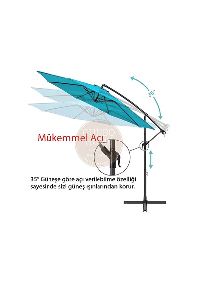 3 Mt 8 Kaburga Full Demir 21 Kg Turkuaz Bahçe Şemsiyesi Full Set Havuz Şemsiyesi Büyük Şemsiye