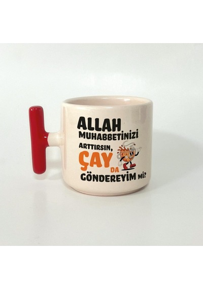 Çay Da Göndereyim Mi Baskılı Kırmızı Kulplu T Öğretmenler Günü Kupası