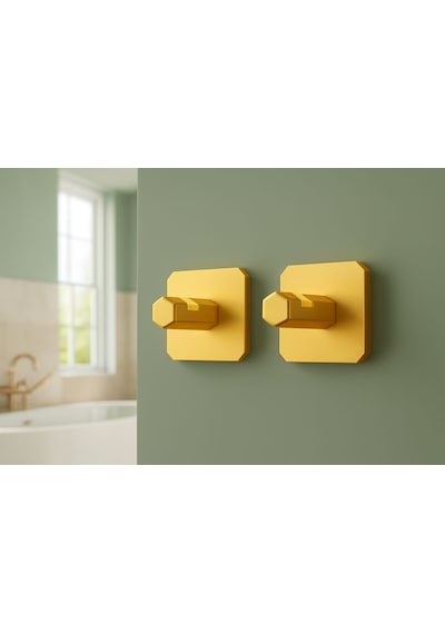 2 Adet Premium Gold Alüminyum Banyo Mutfak Havlu Bornoz Askısı Yapışkanlı Altın