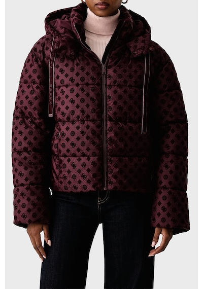 Guess New Daisy Suya Dayanıklı 4g Logolu Kapüşonlu Mont W6bl56w4195 Kadın Mont W6bl56 W4195 G596 Bordo
