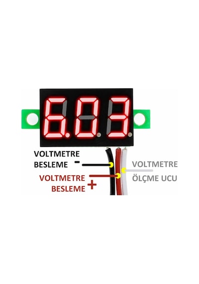 0.36 Inch Dc 4,2v-30v Dijital Voltmetre Kırmızı 3 Telli 0.36 Dc 0-30v Voltaj Besleme Güç Kaynağı