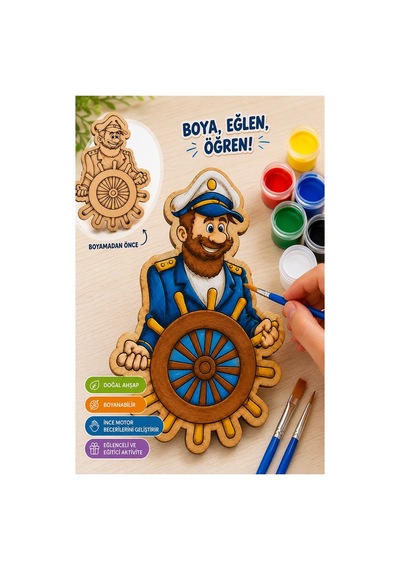 Ahşap Boyama Meslekler 10 Lu 1 Paket 10x15cm Ahşap Boyama 6 Renk Boya Resim Fırçası Etkinlik Çocuk Gelişim Motor Beceri