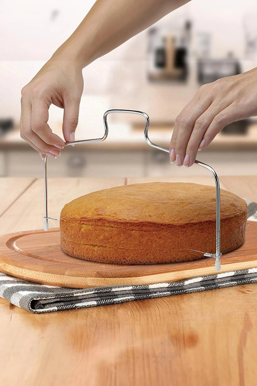 Metal Pasta Kesme Aparatı 30 Cm Kek Ekmek Katman Dilimleme Bıçağı Gri