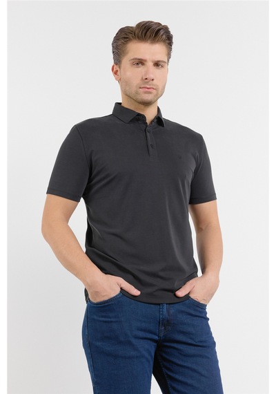 İmza Siyah İtalyan Yaka Kısa Kol Cepsiz Slim Fit Pamuklu Tişört 1011260180 Diğer