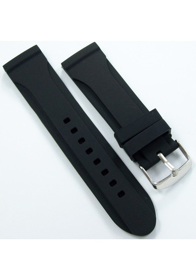 Siyah Kokusuz Silikon 24Mm Saat Kordonu Yumuşak Spor Kayışı Oval