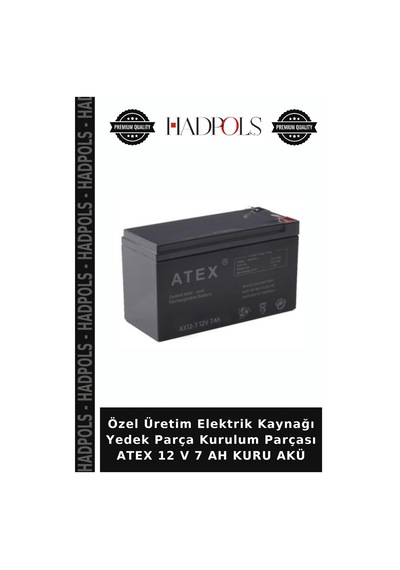 Özel Üretim Elektrik Kaynağı Yedek Parça Kurulum Parçası Atex 12 V 7 Ah Kuru Akü