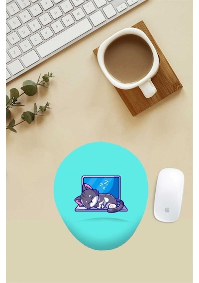 Tembel Kedi Desenli Bilek Destekli Mouse Pad Mousepad