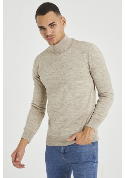 Taş Erkek Slim Fit Yarım Balıkçı Yaka Akrilik-pamuk Karışımlı Basic Triko Kazak Taş