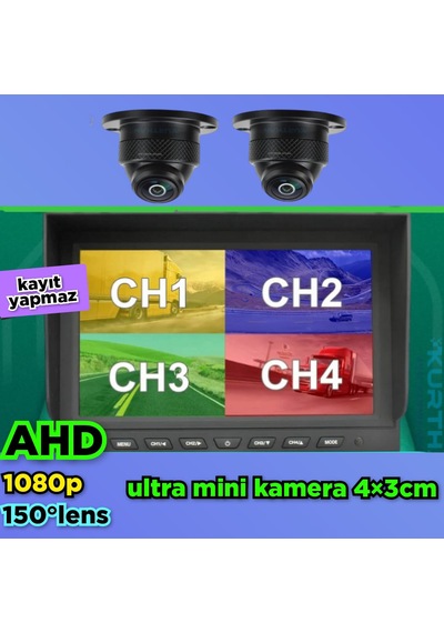 7''ekran + 2 Adet 150'' Ahd 1080p Ultra Mini Kamera Kayıt Yapmaz