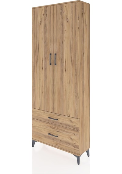 Arges Dolap 4 Raflı 2 Çekmeceli 2 Kapaklı 88x30x221 Çam-çam Çam