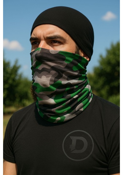 Sticker Works Motorcu Yeşil Kamuflaj Buff Maske Outdoor Boyunluk Unisex Bandana Standart