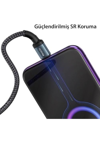 2m 60w Hasırlı Type-c To Type-c Pd Hızlı Şarj Kablosu - Siyah