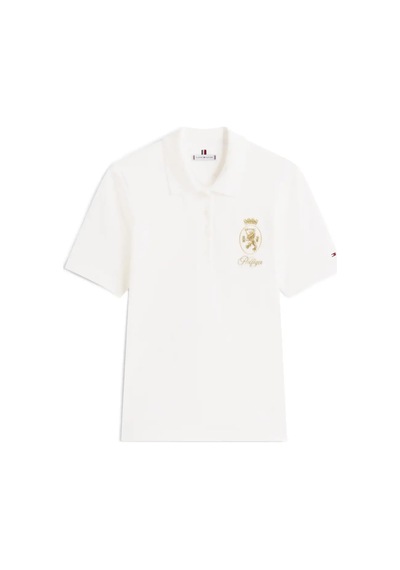 Tommy Hilfiger Gold Crest Reg Ss Po, Ybl Beyaz Kadın Polo T-shirt