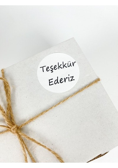 Teşekkür Ederiz Siyah Yazılı 5 Cm Yuvarlak Yapışkanlı Etiket 100 Adet
