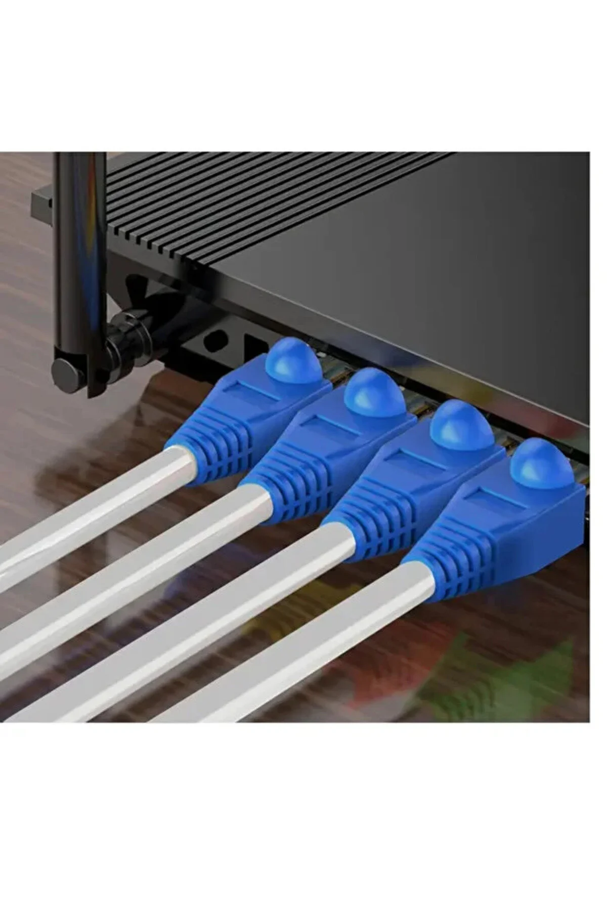 Yeni Nesil Rj45 Cat5 Cat6 Konnektör Delikli + 100'lü Paket Rj45 Cat6 Cat5 Koruma Kılıfı Mavi