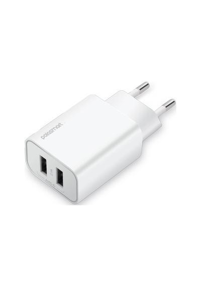 Polosmart PBS116 2 USB Girişli Duvar Şarjı Adaptör Beyaz