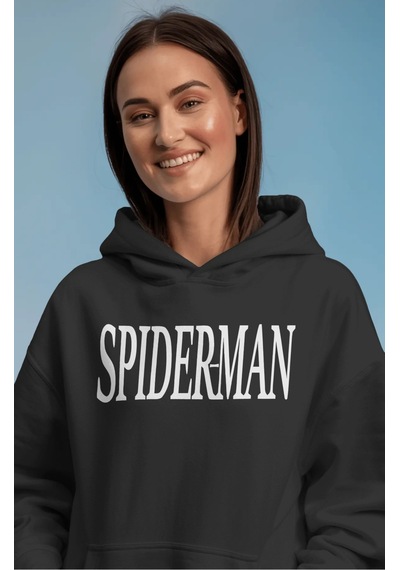 Sevbano Spider-man Örümcek Adam Süper Kahraman Film Sırt Baskılı Unisex O Siyah