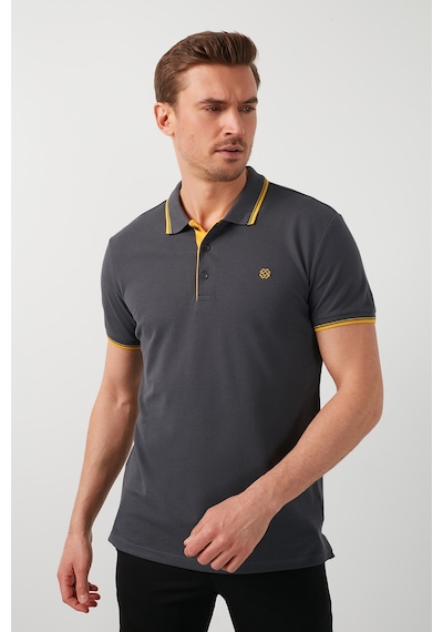 Buratti Pamuklu Slim Fit Şerit Detaylı Düğmeli Polo Yaka 4'Lü Paket Erkek T Shirt 5902118S4 Siyah-Kırmızı-Antrasit-Elma Yeşili-Beyaz