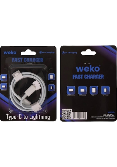 Weko Wk-29907 Beyaz 1 Metre Type-c To Lightning Şarj - Data Aktarım Kablosu