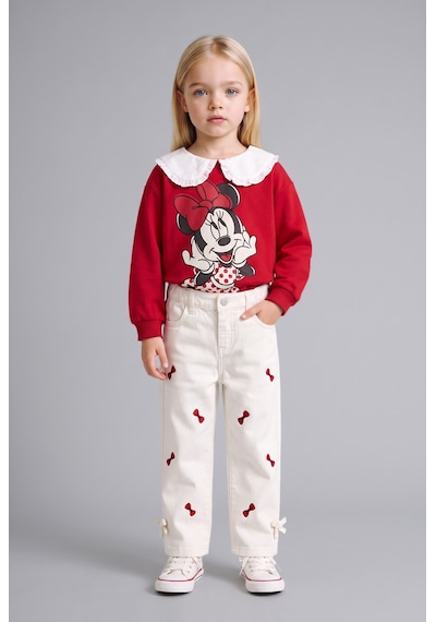 Defacto %100 Pamuk Fiyonk Nakışlı Regular Fit Gabardin Pantolon Kız Bebek I4915a526auer233 Ekru-er233