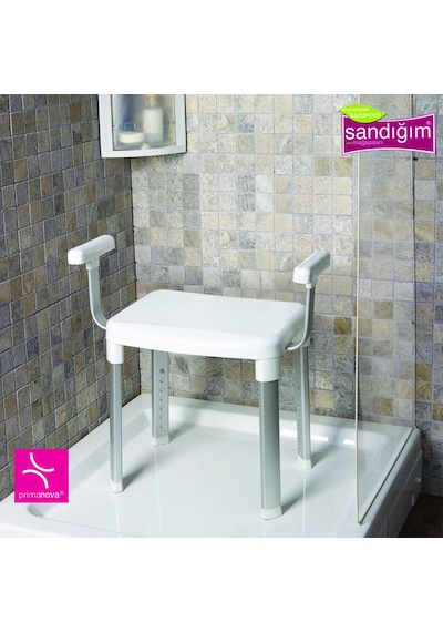 Primanova Cappadocia Kollu Banyo Sandalyesi Kv-24 Beyaz