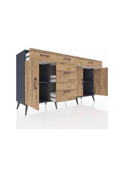Kronos Konsol 2 Raflı 5 Çekmeceli 3 Kapaklı 176x59x99 Antrasit-çam Atlas Çam - Antrasıt Kronos Konsol 2 Raflı 5 Çekmeceli 3 Kapaklı 176x59x99 Antrasit-çam Atlas Çam - Antrasıt