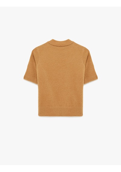 Koton Regular Fit Kısa Kollu Dik Yaka Triko Kazak Kahverengi 6sak90081ht Kahve