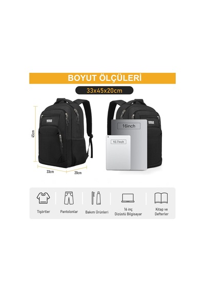 Haegs Laptop Sırt Çantası, Multi Cepli İş Seyahat Çantası - Koyu Koyu Mavi