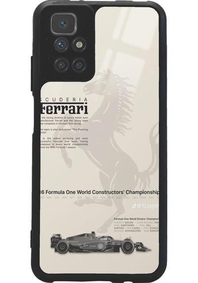 Xiaomi Redmi 10 Ferrari Tasarımlı Glossy Telefon Kılıfı Siyah