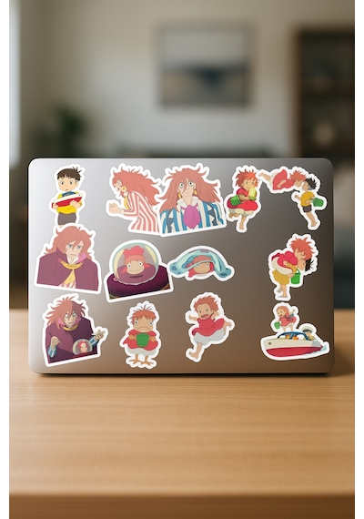 Küçük Deniz Kızı Ponyo Anime Telefon Laptop Bullet Journal Yapışkanlı Folyo Sticker Paketi 23 Adet Çok Renkli