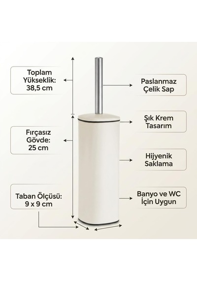 Paslanmaz Çelik Saplı Wc Fırçalık Krem, Kapaklı Tuvalet Fırçası Seti, Hijyenik Saklama Hazneli Banyo Ve Wc Fırçası, Şık Krem Tasarım, 38,5 Cm Beyaz - Çok Renkli Paslanmaz Çelik Saplı Wc Fırçalık Krem, Kapaklı Tuvalet Fırçası Seti, Hijyenik Saklama Hazneli Banyo Ve Wc Fırçası, Şık Krem Tasarım, 38,5 Cm Beyaz - Çok Renkli