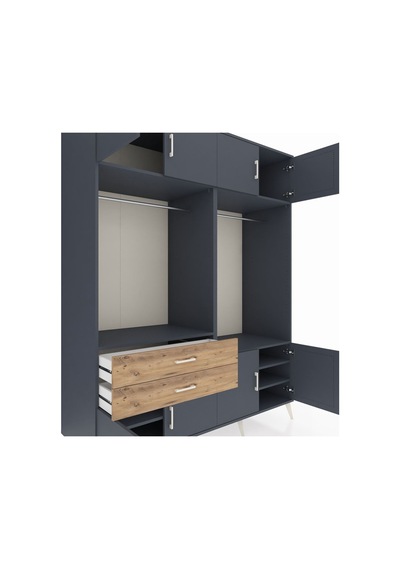 Kronos Gardrop 7 Raflı 2 Çekmeceli 2 Askılı 176x59x221 Antrasit-antrasit/çam Antrasit/çam Kronos Gardrop 7 Raflı 2 Çekmeceli 2 Askılı 176x59x221 Antrasit-antrasit/çam Antrasit/çam