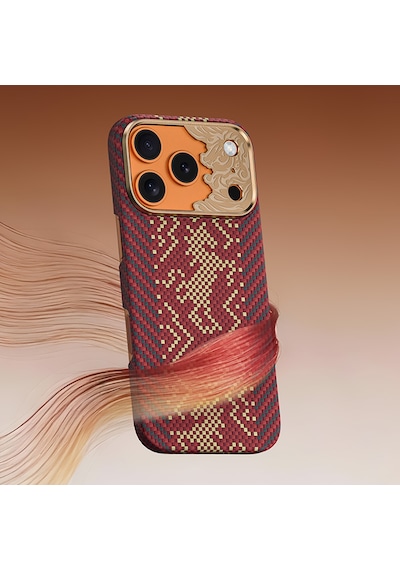 Apple iPhone 17 Pro Max Kılıf M-safe Uyumlu Karbon Fiber Benks Knight Armorair Kevlar Kapak Kırmızı Kırmızı