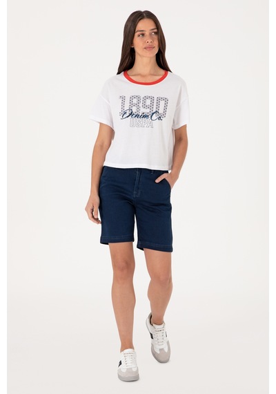 U.S. Polo Assn. Kadın Beyaz Bisiklet Yaka Tişört 50299732-VR013