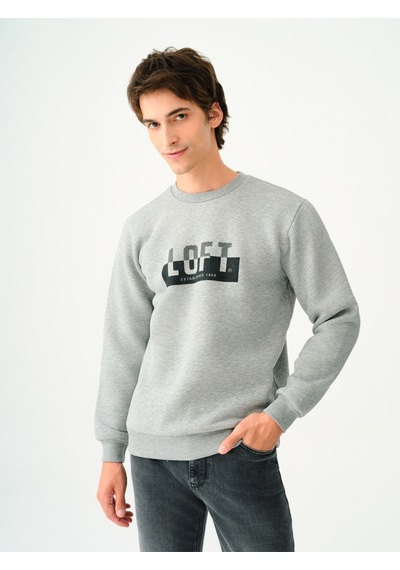 Regular Fit Erkek Sweatshirt Gri Melanj